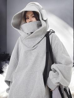 Oversized Hooded Sweatshirt - Cozy and Stylish Pullover with Unique Large Hood for Women Looking for a statement piece that combines comfort with edgy street style? This oversized hooded sweatshirt is just what you need! Featuring a unique, large hood design, this cozy pullover is perfect for those chilly days when you want to stay warm while looking effortlessly cool. Available in classic black and versatile gray, this hoodie pairs easily with any casual outfit, making it an essential addition to your wardrobe. Crafted from soft, high-quality fabric, this hoodie offers warmth and style, ideal for layering during fall and winter. Whether you're heading out for a casual day with friends or lounging at home, this sweatshirt is designed to keep you comfortable and stylish. Key Features: *Uniq Mens Turtleneck, Vintage Fleece, Men Type, Grey Style, Y2k Hoodie, Y2k Clothing, Japanese Streetwear, Cozy Pullover, Hoodies Mens