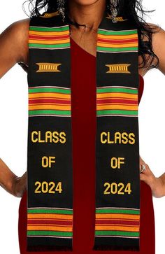 PRICES MAY VARY. Authentic African Art: Unique graduation sashes and stoles made from authentic African fabric. Celebrate your achievements with a piece of African art and honor centuries of craftsmanship Ideal Size: Our African graduation sash class of 2024 fits most graduates (72"x4.5"). With a one-size-fits-all design, our graduation sashes ensure that you look your best on your big day. Premium Quality: Durable and comfortable, our kente stole class of 2024 are made from premium quality fabr Graduation Attire, 2024 Fits, Graduation Sash, Graduation Cap And Gown, Black Graduation, Graduation Stole, Kente Cloth, Bold Patterns, Cap And Gown