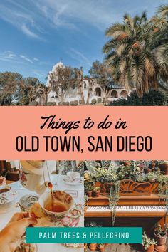 an old town, san diego with palm trees and the words things to do in old town