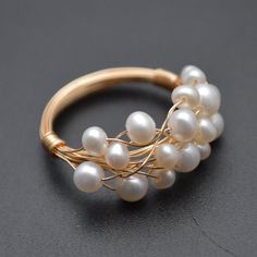 Handmade Rose Gold Color Wire Wrapped Natural White Pearl Seed Beads Rings Fashion Woman Jewelry Gift - Etsy