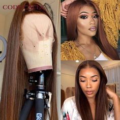 Brown Transparent T Part Lace Front Human Hair Wigs Straight Brazilian Remy Hair Human Hair Wigs Premier Lace Wigs, 13x4 Lace Front Wig Straight, Lace Front Wigs Premier Lace Wigs, Wigs Premier Lace Wigs, Honey Brown Hair, Hair Shedding, Human Braiding Hair, Brown Wig, Lace Hair