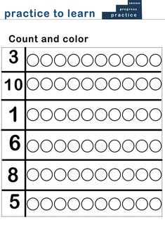 a printable worksheet for practice to learn count and color with the numbers 1 - 10