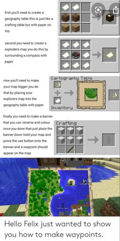 the instructions for how to make a map in minecraft, with pictures and text