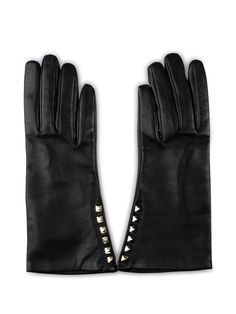 Find VALENTINO Leather Gloves With Stud Detail on Editorialist. Valentino Garavani Leather Gloves With Stud Detail Accessories Leather Gloves, Valentino Garavani, Gloves, Top Brands, Fall Winter, Luxury Fashion, Leather, Black