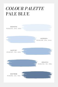 some blue paint swatches with the words'color palette pale blue'on them