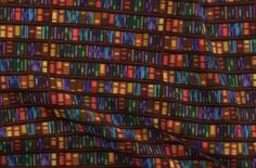 a multicolored bookcase pattern is shown on the fabric, and it appears to be very colorful