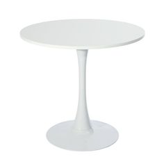 a white table with an oval base