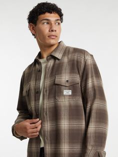 Our classic, long sleeve button up features dual chest pockets, with subtle tonal details throughout the design. Crafted with our organic cotton blend. Casual Brown Shacket With Welt Pockets, Brown Casual Shacket With Relaxed Fit, Casual Brown Relaxed Fit Shacket, Casual Brown Shacket With Relaxed Fit, Casual Long Sleeve Flannel Shirt With Patch Pockets, Casual Flannel Shirt With Patch Pockets And Long Sleeves, Brown Cotton Shacket For Everyday, Everyday Brown Cotton Shacket, Classic Flannel Shirt With Pockets For Casual Gatherings