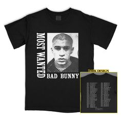 STYLE Tour dates printed on the back. Unique Bad Bunny design merch featuring the new Most Wanted Tour 2024 Art.  Slightly distressed graphics for that vintage feel and look. MATERIAL 100% Cotton 5.6 oz Mid Heavy Soft Spun standard version. 7.5 oz Shaka Heavyweight version. 7.5 oz Shaka Wear Crop Tops Concert Band Merch Tops With Front And Back Print, Logo Print Tops For Music Festivals Streetwear, Band Merch Tops With Back Print For Concerts, Concert Graphic Tee With Back Print, Graphic Tee With Back Print For Concert, Concert T-shirt With Back Print And Crew Neck, Band Merch T-shirt With Back Print For Concert, Band Merch T-shirt With Back Print For Streetwear, Shaka Wear