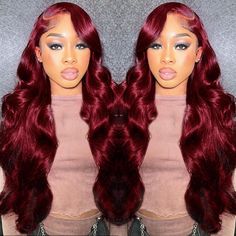 PRICES MAY VARY. 【99j Burgundy Lace Front Wigs Human Hair Material】: Burgundy lace front wigs are made of 100% unprocessed Brazilian virgin human hair, Wine Red Wig Human Hair can be dyed, curled, straightened, styled as you like 【13x4 Body Wave Lace Front Wigs Human Hair】：13x4 body wave lace front wigs human hair have full & healthy hair ends, no tangles, shedding or splits. The color is between dark red and bright red, which is the real 13x4 99J Burgundy wine red colored wig 【13x4 Lace Front Wigs Human Hair Pre Plucked】：Our 180% density 13x4 HD lace forehead wig features upgraded lace that is invisible, soft, and breathable. 13x4 lace frontal ensures that our burgundy lace front wigs can be parted into middle part or side part, can do half up half down styles, ponytail & bun 【 Colored Wi Burgundy Wig Styles For Black Women, Burgundy Side Part Wig, Burgundy Bob Black Women, 13x4 Lace Front Wig Styles, Burgundy Wigs For Black Women, Hair Color Wigs, Red Lace Front Wigs, 22 Bday, Burgundy Bob