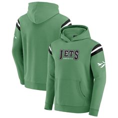 Channel classic football style with this New York Jets NFL Football Pullover Hoodie from the Darius Rucker Collection by Fanatics. This midweight pullover hoodie is lined with cozy fleece for added warmth on cooler game days. The screen print graphics across the front and printed throwback logo on the left sleeve make it clear you're a true Jets fan. Jets Nfl, Jets Football, Darius Rucker, Philadelphia Eagles Football, Eagles Nfl, Eagles Football, Classic Football, Nike Fashion, Short Sleeve Pullover