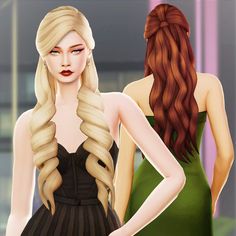 two animated women standing next to each other in front of a building and one has long blonde hair