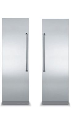 two stainless steel refrigerators side by side