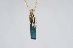 top Blue Tourmaline Pendant with a Diamond, Tourmaline October Birthstone, Gold Pendant ,Diamond Pen Formal Gold Jewelry With Tourmaline, Formal Gold Tourmaline Jewelry, Fancy Sapphire, Moldavite Jewelry, Diamond Top, Diamond Pen, Pendant Diamond, Tourmaline Pendant, Healing Necklace