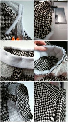 four pictures show how to sew a jacket