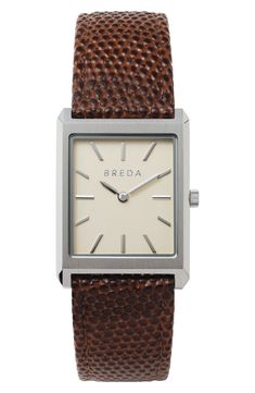 This watch has a vintage-inspired vibe with its square case, but the look is all modern with clean, minimalist styling and a sleek leather band. Style Name:Breda Virgil Leather Strap Watch, 26mm. Style Number: 6142761. Available in stores.