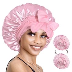 PRICES MAY VARY. 【Double Layer Satin Lined】Double layer silk satin bonnets for you, the sleeping cap can be reversible for both sides, outside and inside are the same smooth. You can also choose same or different colors, good idea for head to protect hair in good style. 【𝐅𝐢𝐱 𝐰𝐢𝐭𝐡 𝐋𝐨𝐧𝐠 𝐁𝐚𝐧𝐝】This superior non-slip satin Bonnet for Sleeping is featured with stretchy soft long band in size of 2.8” wide and 58” length, elastic and skin friendly, adjust tightness, then wrap in different Pink Satin Bonnet, Satin Hair Wrap, Hair Wraps For Sleeping, Silk Hair Bonnets, Sleeping Cap, Satin Bonnets, Sleep Hairstyles, Hot Pink Hair, Night Hairstyles