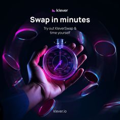 a person holding a stopwatch in their hand with the words swap in minutes