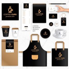 the coffee cups logo and stationery design