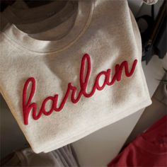 the spirit sweatshirt you're going to reach for again and again — this crewneck gives all the old school vibes and is soft as can be! the harlan design is featured in a red puff ink. currently available via preorder: please expect a short delay / we'll let you know when your crew is ready for pick up as soon as possible color: natural heather material: 60% ring-spun cotton / 40% polyester / 3-end fleece ribbed collar, hem & cuffs unisex fit designed + screenprinted in harlan, iowa Old School, Screen Printing, Crew Neck, Old Things, Let It Be