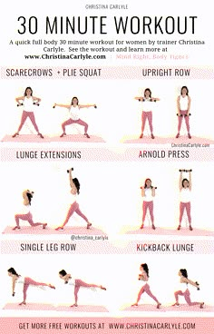 the 30 minute workout routine for beginners is shown in pink and has instructions to do it