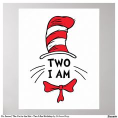 the cat in the hat says, sis i am dr seuss on white paper