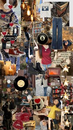 the collage is full of many different items and things that are all over it