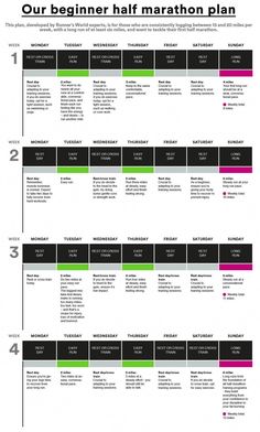 the marathon plan is shown in black and white, with pink accents on it's side