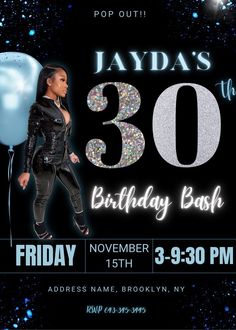 the birthday bash flyer for jayda's 30th