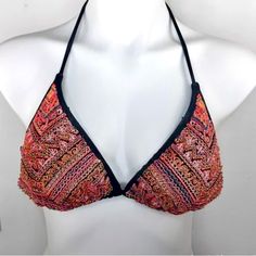 Nwot- Never Worn Urban Outfitters Multi-Color Bead And Embroidery String Bikini Swimsuit Top No Size Tag - Estimate Large Multi-Color Embroidery And Bohemian Design With Seed Beading Throughout Both Measure 9” Wide By 9” (Top Of Triangle To Strap) Padded Cups (Measurements Are Flat Lay And Approximate) Offers Welcome Smoke/Pet Free Seed Beading, Bohemian Design, Swimsuit Tops, String Bikinis, Size Tag, Flat Lay, Beading, Urban Outfitters, Multi Color