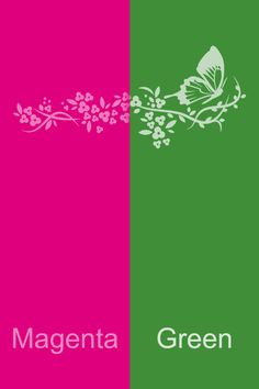 the cover of magenta green and magenta pink, with white flowers on it