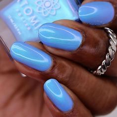 Opal Blue Nails, Light Purple Dip Powder Nails, Blue Glazed Donut Nails, Light Blue Dip Nails, Robins Egg Blue Nails, Blue Opal Nails, Blue Nails With Sparkles, Light Blue Glitter Nails, Blue Iridescent Nails