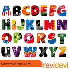 the alphabet is made up of different shapes and sizes, including letters that are colorful