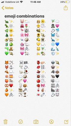 the emoji combinations app is shown on an iphone screen, with different emoji combinations