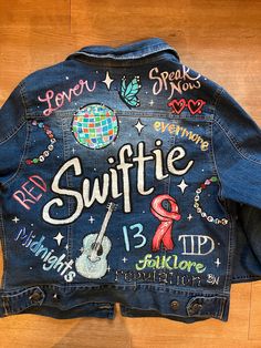 Birthday Gift For Taylor Swift Fan, The Eras Tour Jean Jacket, Taylor Swift Custom Jacket, Eras Denim Jacket, Eras Tour Jean Jacket Diy, Jean Jacket Taylor Swift, Taylor Swift Jacket Diy