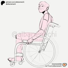 a person in a wheel chair with one foot on the ground and another leg up