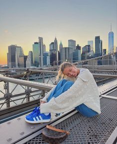 greta wilson sitting on brooklyn bridge Greta Wilson, Adidas Campus 00, Nyc Downtown, Campus 00, Campus Adidas