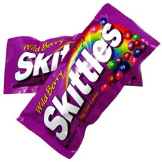 two skittles candy bars sitting on top of each other