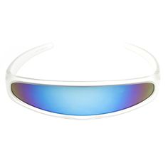 Futuristic Narrow Cyclops Color Mirrored Lens Visor Sunglasses Space Sunglasses, Futuristic Costume, Robot Costume, Color Mirror, Visor Sunglasses, Black Ice, Cat Eyes, Retro Futuristic, Futuristic Design