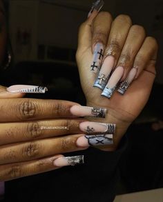 Different Nail Designs, Simple Acrylic Nails, Long Acrylic Nails Coffin