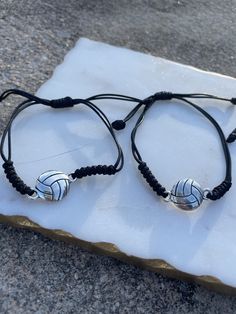 volleyball bracelets on black cord Volleyball Bracelets, Volleyball, Jewelry Bracelets, Beaded Bracelets, Silver, Black, Jewellery Bracelets