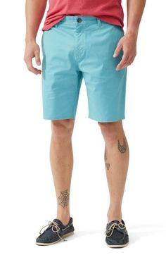 Italian cotton with a touch of stretch means all-day comfort in these sun-ready shorts completed by handy pockets. 9" inseam Zip fly with button closure Front slant pockets; back welt pockets 98% cotton, 2% elastane Machine wash, line dry Imported Relaxed Fit Blue Bermuda Shorts For Summer, Blue Cotton Bermuda Shorts For Summer, Summer Blue Cotton Bermuda Shorts, Light Blue Relaxed Fit Cotton Shorts, Light Blue Cotton Relaxed Fit Shorts, Light Blue Cotton Shorts With Pockets, Turquoise Vacation Shorts, Blue Relaxed Fit Bermuda Shorts With Short Inseam, Light Blue Cotton Summer Shorts