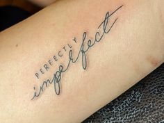 Forearm Tattoo for Women Simple Four Arm Tattoos For Women, Girly Word Tattoos, Self Love Arm Tattoos For Women, Back Of The Arm Tattoo For Women Quotes, Tattoos For Confident Women, Inspirational Arm Tattoos For Women, More Than Enough Tattoos For Women, Wrist Tattoos For Women Writing, Side Of Hand Tattoos For Women Word