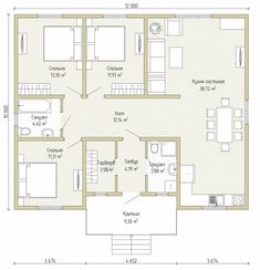 the floor plan for a small house with three bedroom and two bathrooms on each side