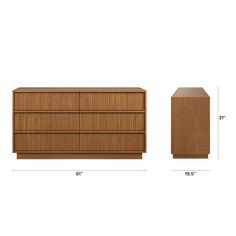 the measurements for a dresser and chest of drawers are shown in three different sizes, including one