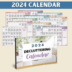 a calendar with the words decluttering calendar on it