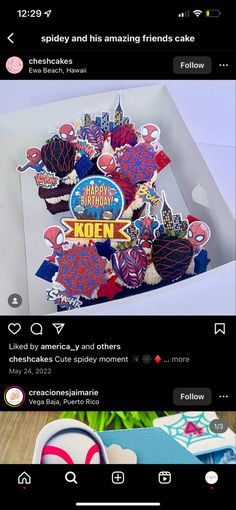 an instagram page for spiderman cupcakes