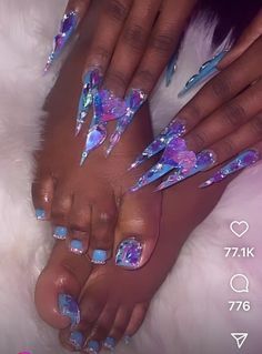 Nail And Toes Matching Ideas, Diy Acrylic Nails, Long Acrylic Nail Designs, Nail Candy, Nails For Kids, Nail Designs Glitter