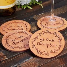 Personalized Wood Coasters Wedding Favors - 20399 #WeddingFavors Wedding Souvenirs For Guests, Rustic Wedding Party Favors, Wood Coasters Wedding, Personalized Wood Coasters, Personalized Coasters Wedding, Wedding Coasters Favors, Wedding Coasters