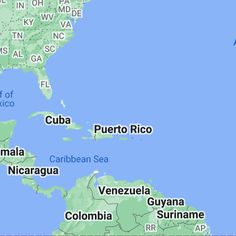 a map showing the location of puerto rico and its surrounding countries, including the atlantic coast